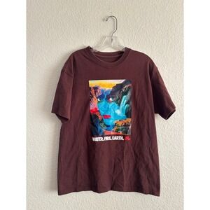 Nike Graphic T-Shirt Medium Burgundy Brown Water Fire Earth Nike Air Loose Fit